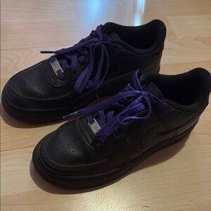 Nike air force one Black Sneakers with Purple Laces